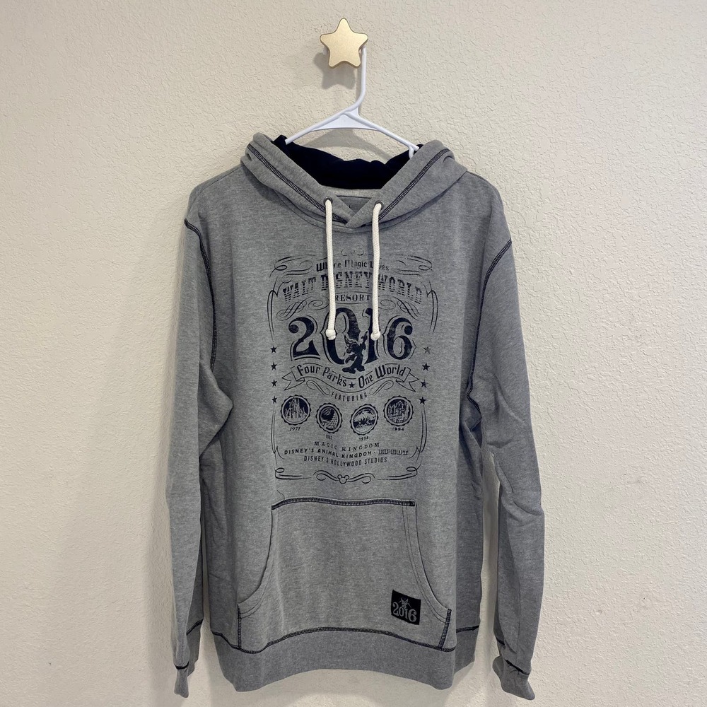 Disney Parks Walt Disney World Four Parks One World Gray Hoodie Size M